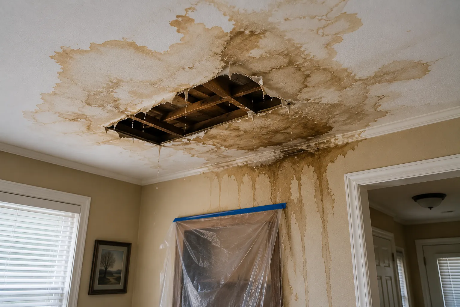 Ceiling Water Damage Restoration Everett